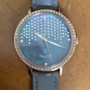 Victoria Wieck Swarovski Crystal Watch Gray Band (Battery Works!!)